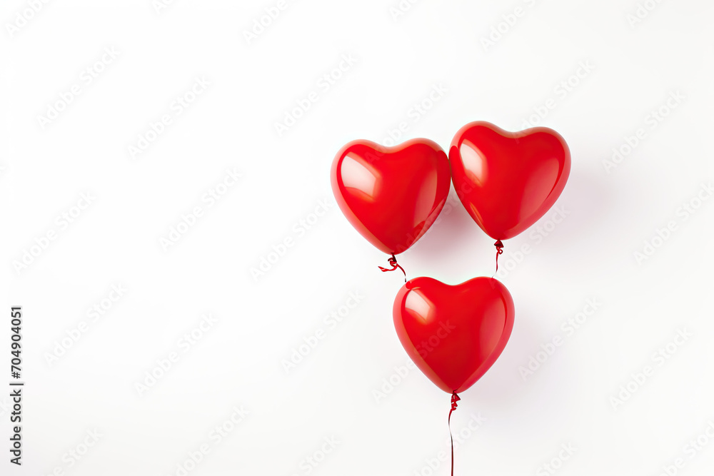 Red heart shaped balloons, Valentine's day banner Red heart shaped balloons, Valentine's day banner