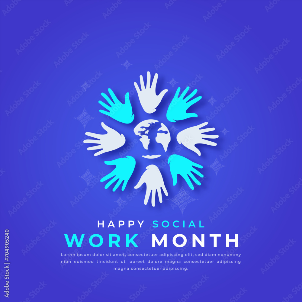 Happy Social Work Month Paper cut style Vector Design Illustration for Background, Poster, Banner, Advertising, Greeting Card Happy Social Work Month Paper cut style Vector Design Illustration for Background, Poster, Banner, Advertising, Greeting Card