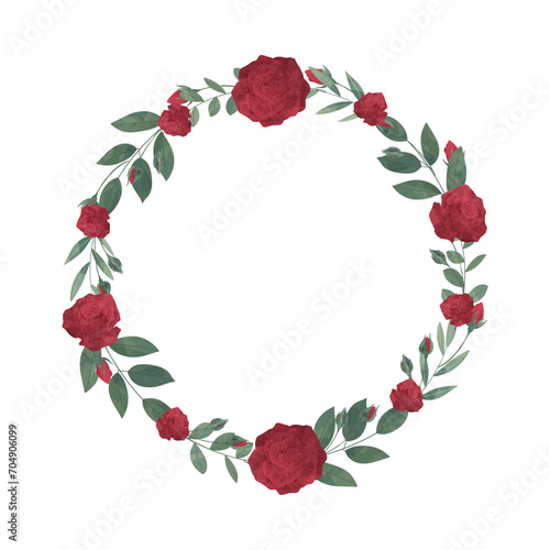 Red Rose Wreath Flower Frame Background