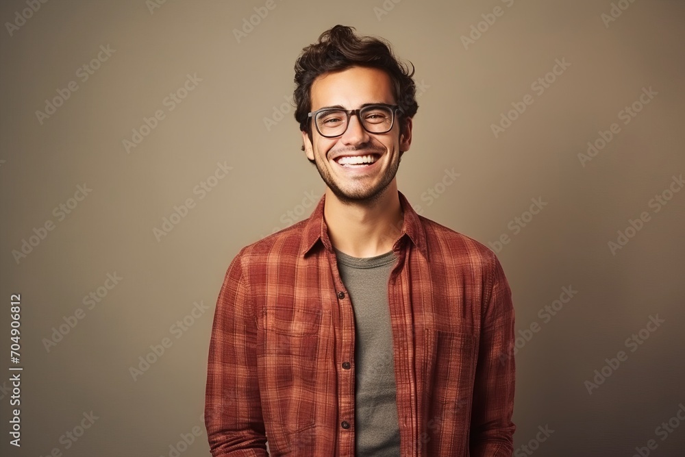 Handsome young man in glasses smiling and looking at camera. Handsome young man in glasses smiling and looking at camera.