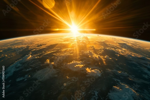 Sunrise over Earth from Space 
