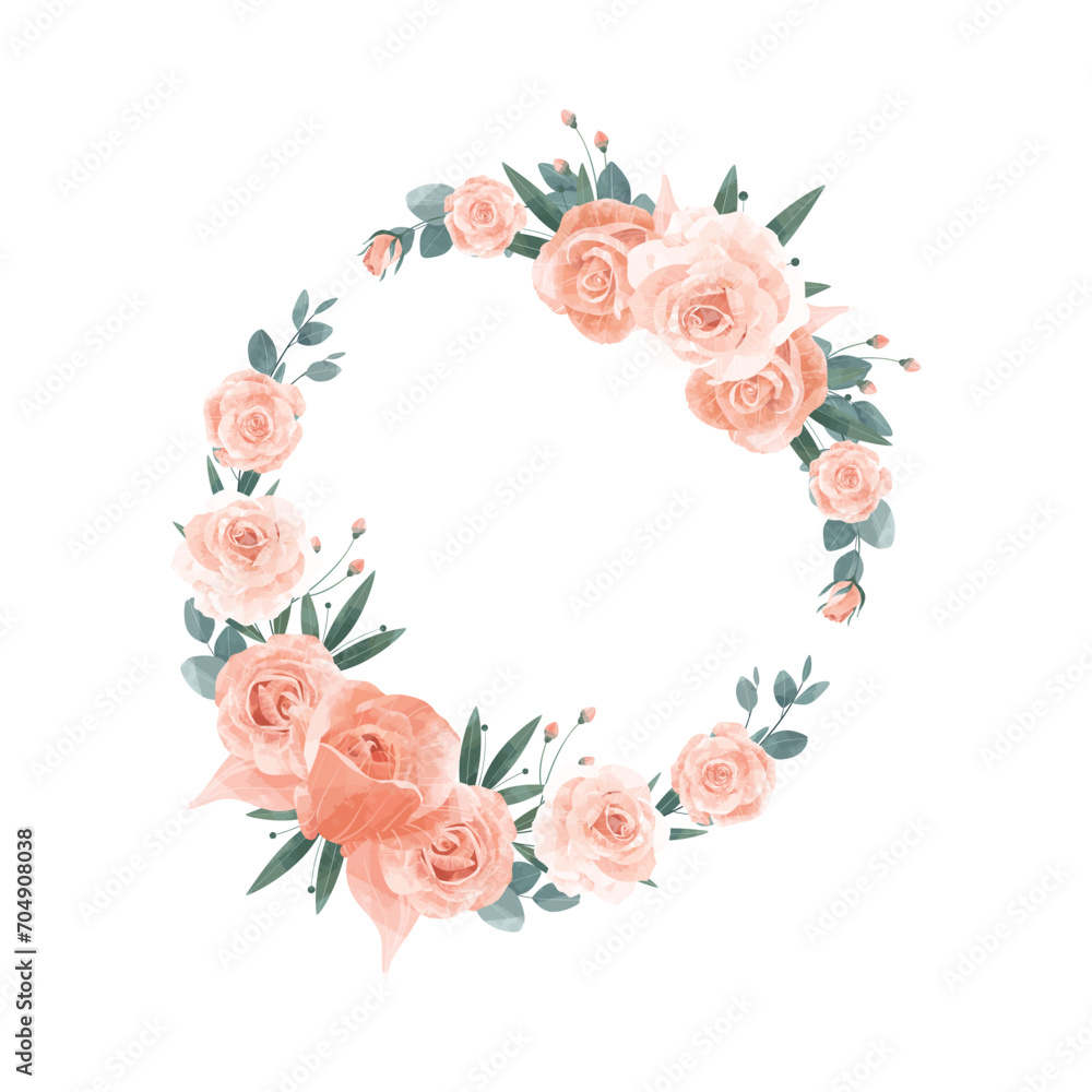 Peach Rose Wreath Flower Frame Background