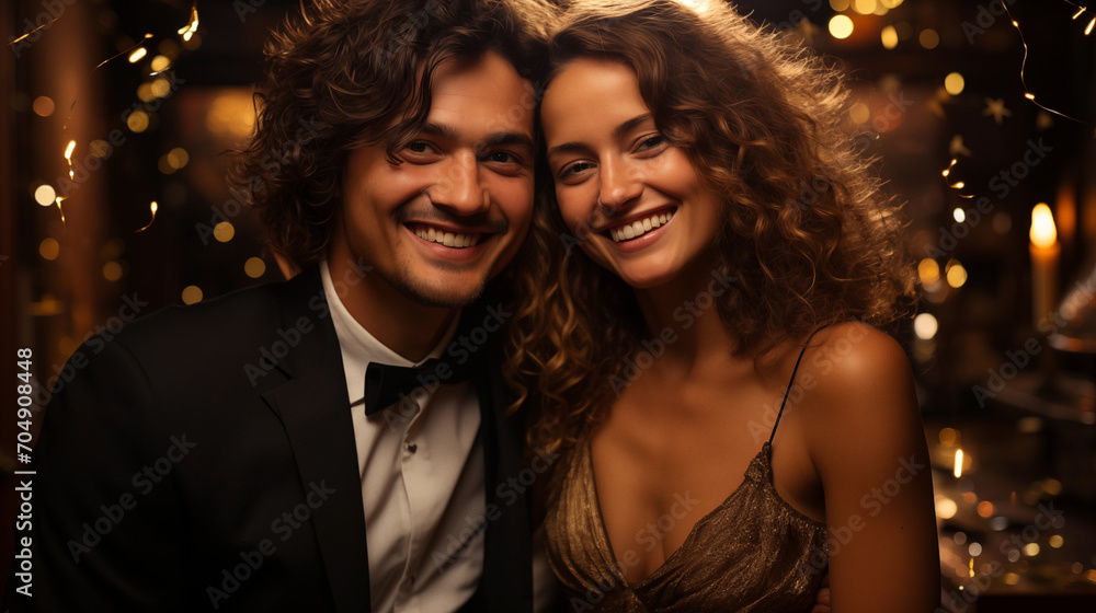 Portrait of elegant couple during New Year's party