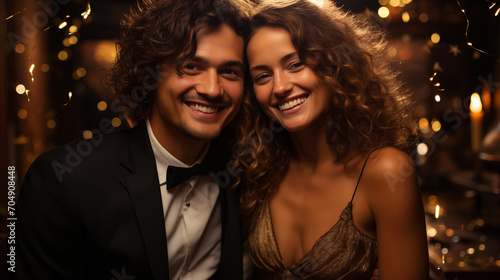 Portrait of elegant couple during New Year's party