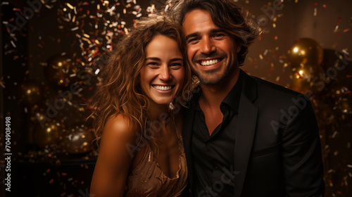 Portrait of elegant couple during New Year's party