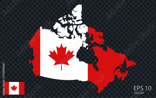 Vector map of Canada. Vector design isolated on grey background. 