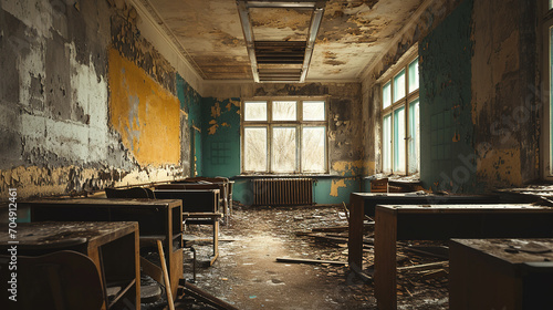 Abandoned school buildings. photo