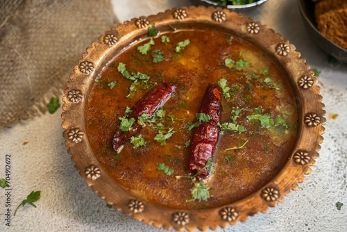 Dal Tadka, Dal Tadka and Daal fry-Indian lentil curry, Dal tadka - Northern Indian Food, Indian vegan cuisine dal tadka with red dried chilli. Indian food Dal Tadka photo
