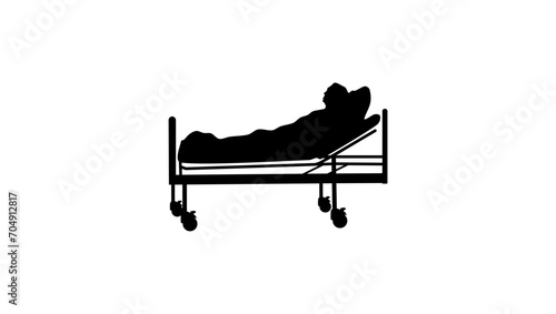 patient on medical bed, black isolated silhouette