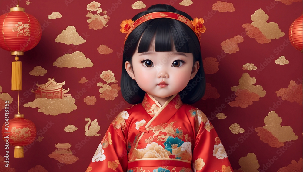 Chinese children, this year's Chinese New Year background pattern occurred Chinese children, this year's Chinese New Year background pattern occurred
