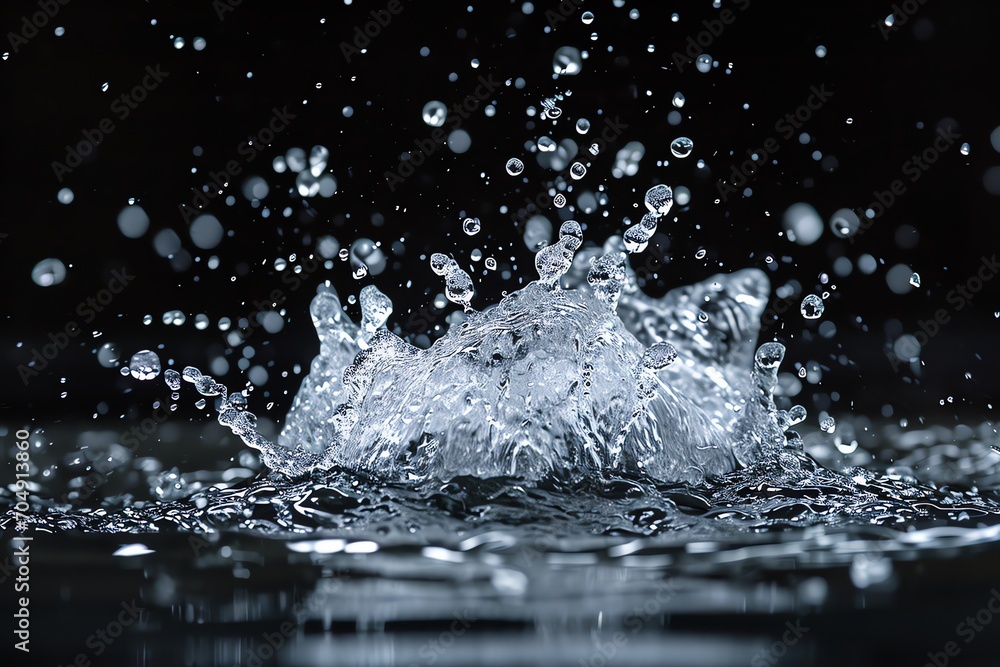 abstract water splash with black background