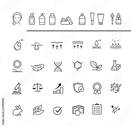 Set of icons for cosmetic design. The outline icons are well scalable and editable. Contrasting elements are good for different backgrounds. EPS10.