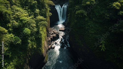 background of a beautiful waterfall in a tropical forest