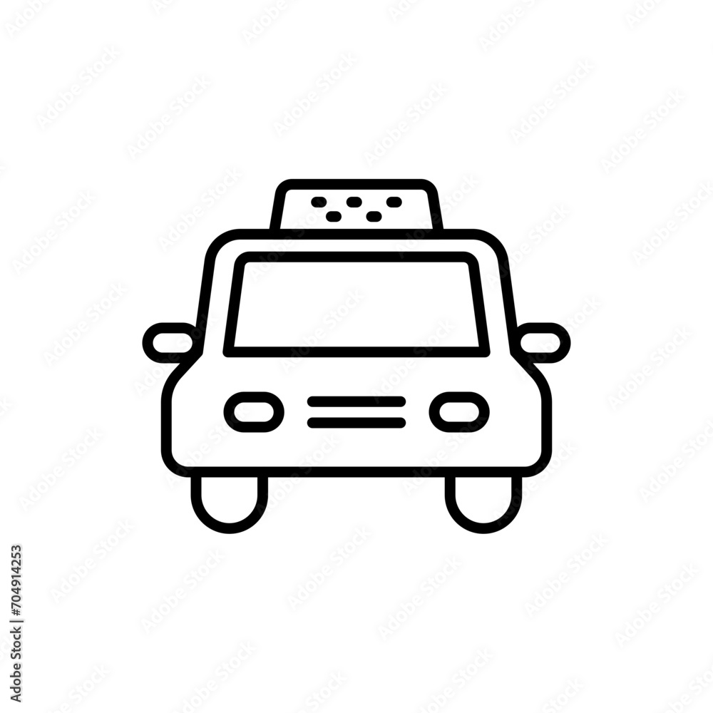 Taxi car outline icons, minimalist vector illustration ,simple transparent graphic element .Isolated on white background