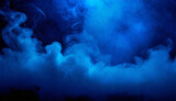 Blue background, realistic smoke in the foreground; design element; creative layout