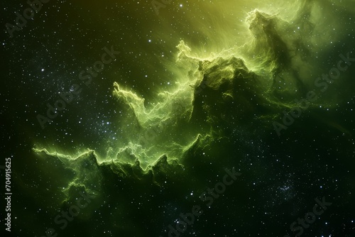 Green nebula space background photo