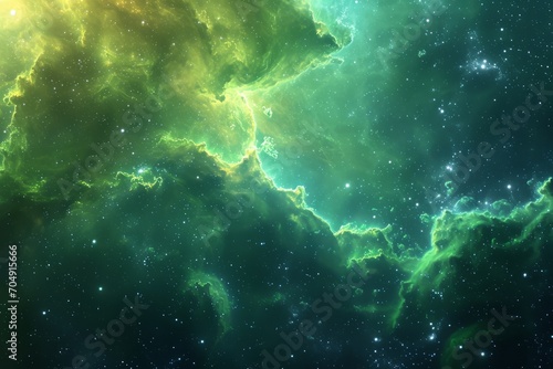 Green nebula space background