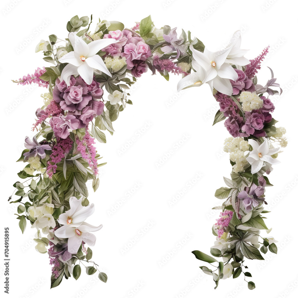 Wedding arch with multi flower, isolated on transparent or white background
