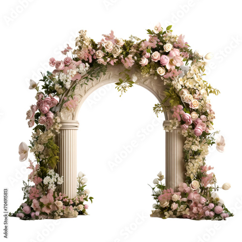 Luxury wedding arch with multi flower, isolated on transparent or white background