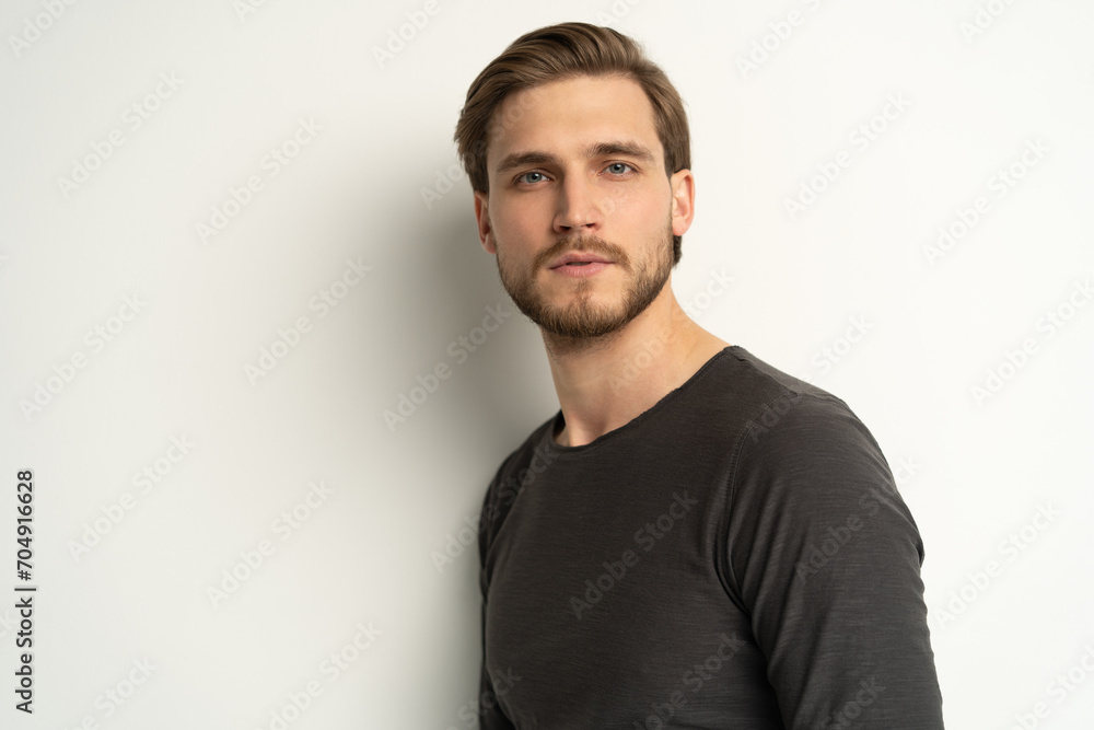 Portrait of happy casual handsome man smiling, Mid adult guy Isolated on white background, copy space Portrait of happy casual handsome man smiling, Mid adult guy Isolated on white background, copy space