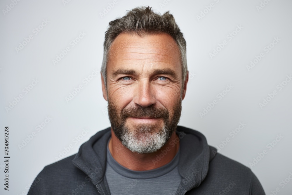 Portrait of a handsome mature man with grey hair and beard. Portrait of a handsome mature man with grey hair and beard.