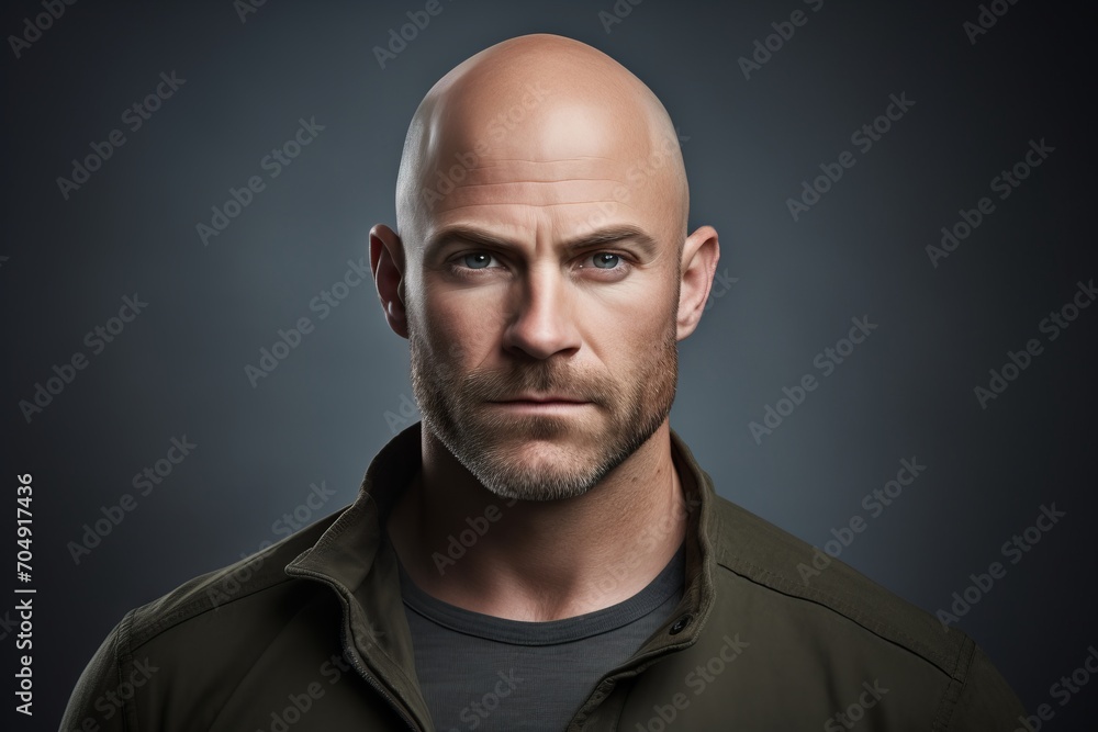 Portrait of a bald man with a beard on a dark background Portrait of a bald man with a beard on a dark background
