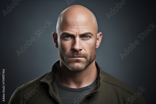 Portrait of a bald man with a beard on a dark background © Inigo