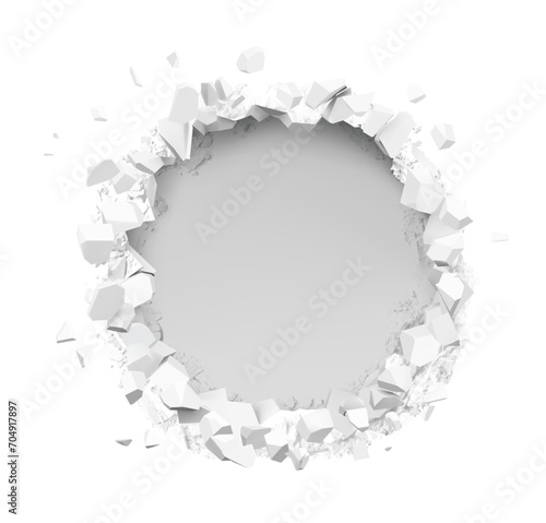Fototapeta Naklejka Na Ścianę i Meble -  Realistic broken hole in the wall. Vector illustration isolated on white background. Ready for your design. EPS10.	