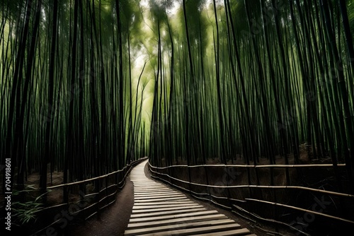 A path with bamboo forest growing on both sides