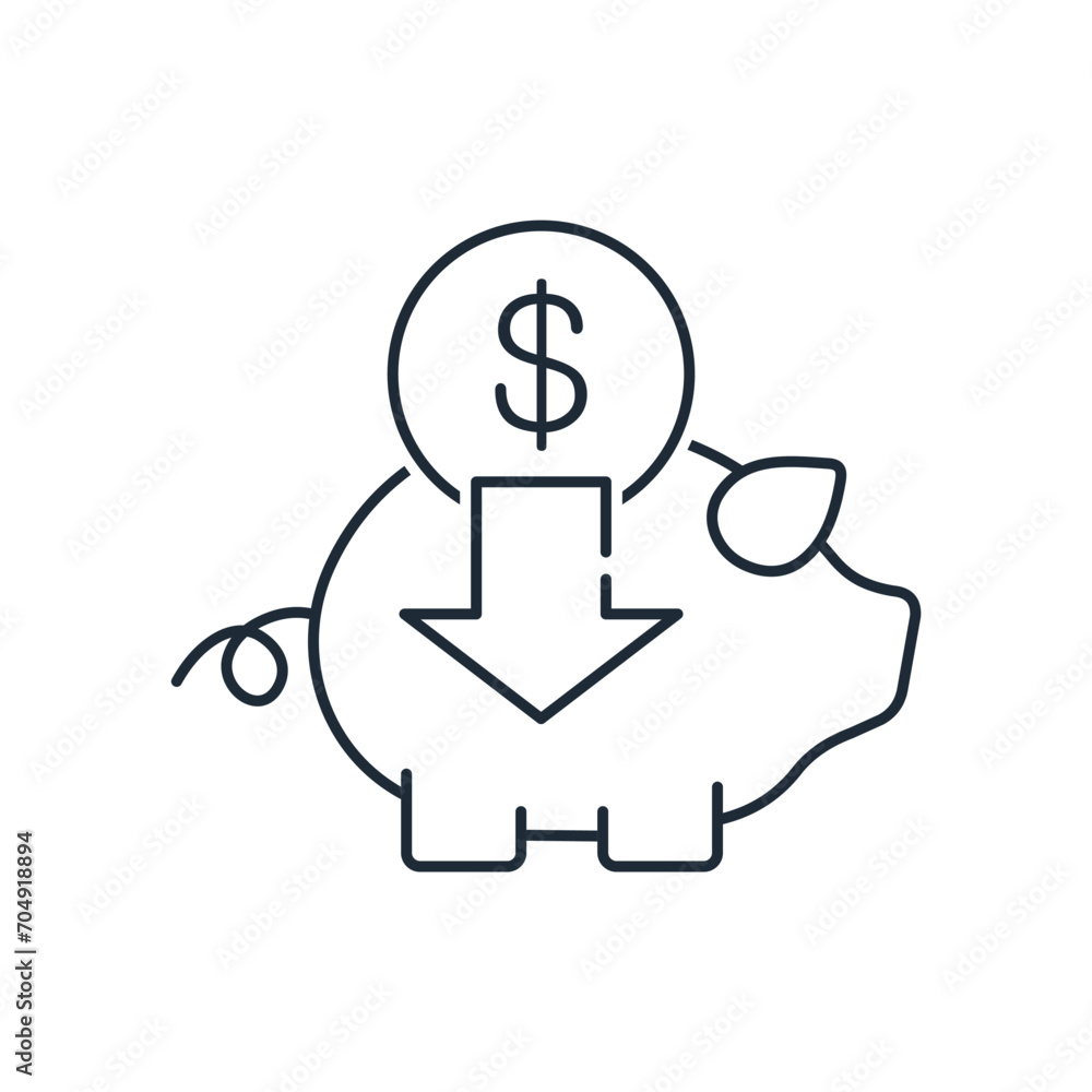 Obraz premium Make financial savings. Vector linear icon illustration isolated on white background.