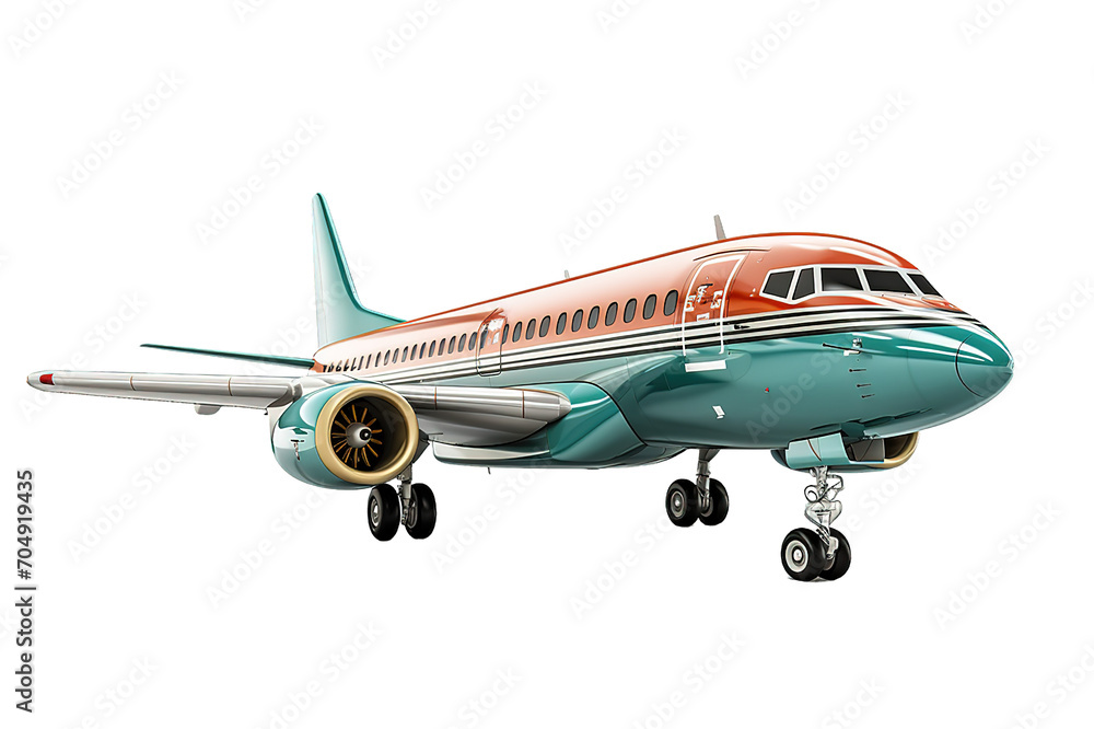 new passenger plane right side view travel concept 3d render isolated on a Transparent background. Generative AI new passenger plane right side view travel concept 3d render isolated on a Transparent background. Generative AI