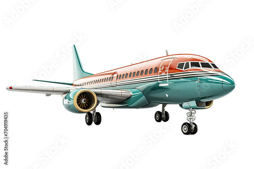 new passenger plane right side view travel concept 3d render isolated on a Transparent background. Generative AI