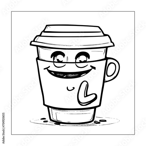 sketch of coffee cartoon mascot