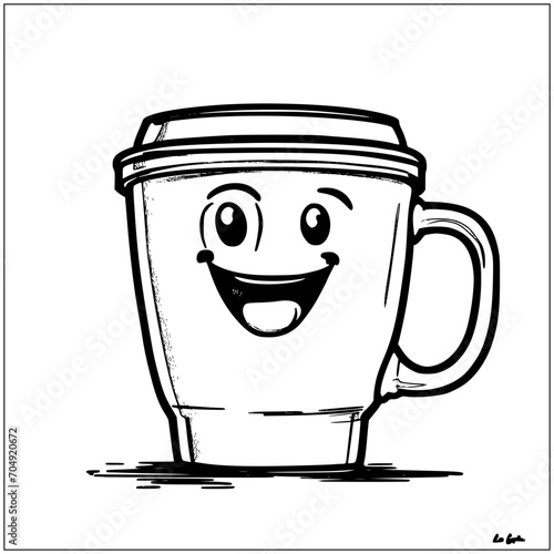 sketch of coffee cartoon mascot