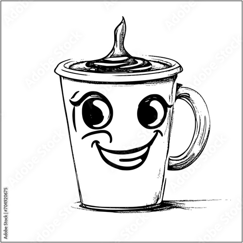 sketch of coffee cartoon mascot
