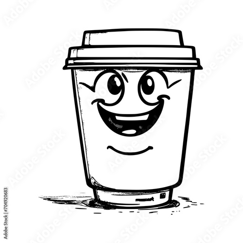 sketch of coffee cartoon mascot