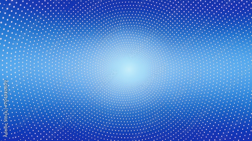 Radial halftone background, pixelated dots wallpaper, pop art fading wavy pattern, blue color