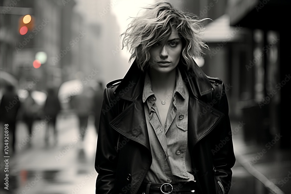Fashion-forward Girl Flaunting Unique Style, Strutting Confidently through City Streets Fashion-forward Girl Flaunting Unique Style, Strutting Confidently through City Streets