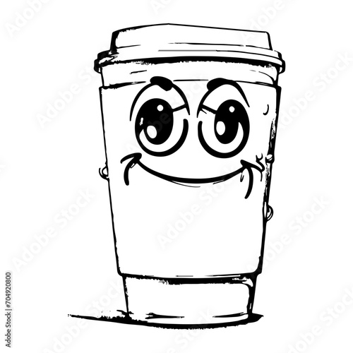 sketch of coffee cartoon mascot