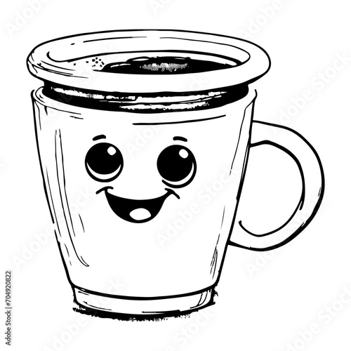 sketch of coffee cartoon mascot