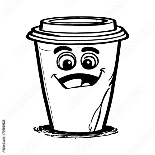 sketch of coffee cartoon mascot