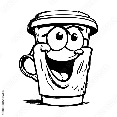 sketch of coffee cartoon mascot