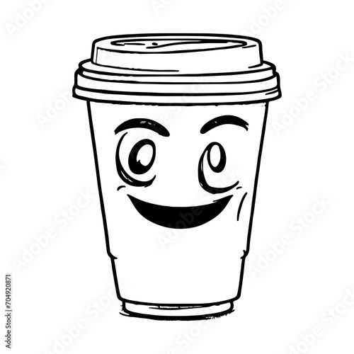 sketch of coffee cartoon mascot