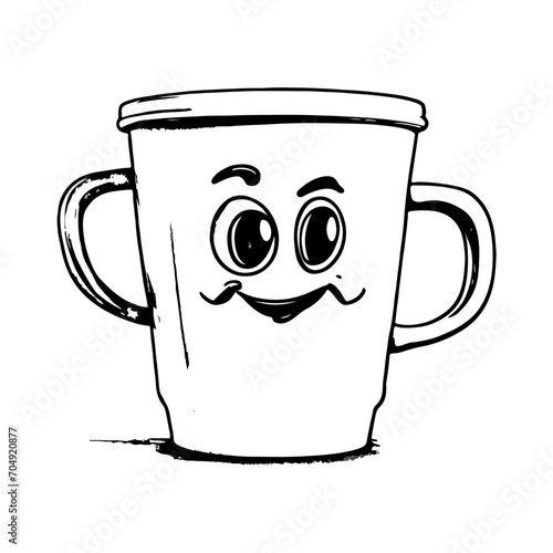 sketch of coffee cartoon mascot