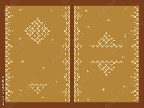 Indian Traditional and Cultural pulli or sikku Kolam vector card set.