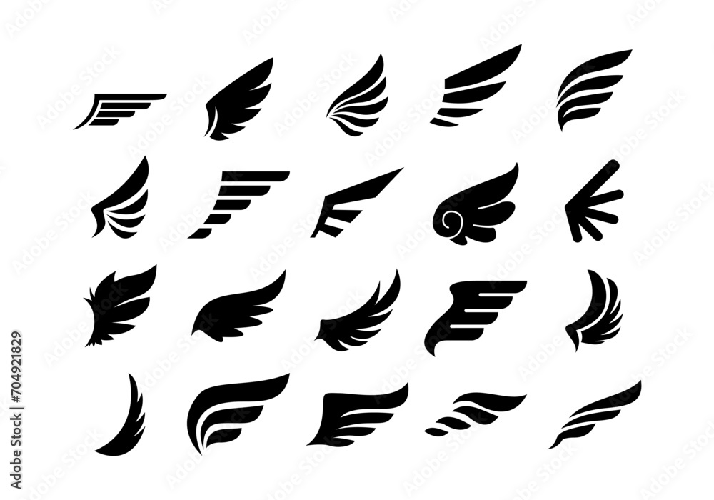 Wing Element Icon Logo Set Wing Element Icon Logo Set