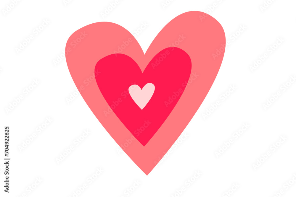 Red pink heart isolated on white background. Valentine's Day romantic element. Cartoon flat vector illustration. Red pink heart isolated on white background. Valentine's Day romantic element. Cartoon flat vector illustration.