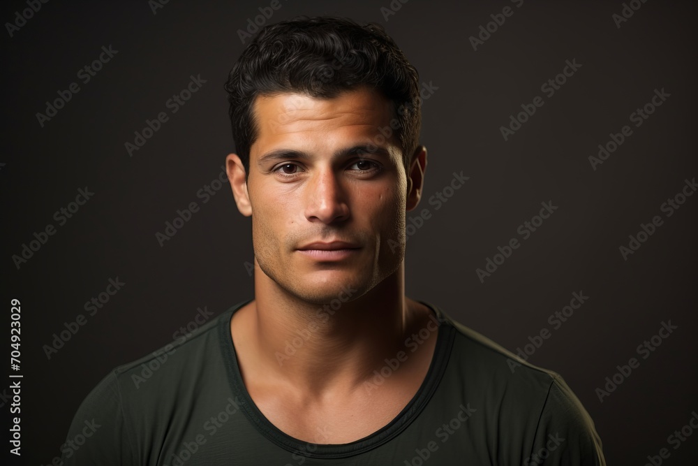 Portrait of a handsome young man on dark background. Men's beauty, fashion.