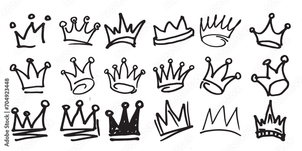 Obraz premium Crown isolated on white background in brush drawn symbol.