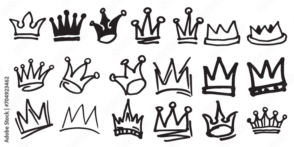 Crown isolated on white background in brush drawn symbol.